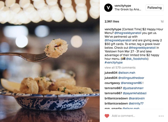 Instagram competition for seasonal marketing