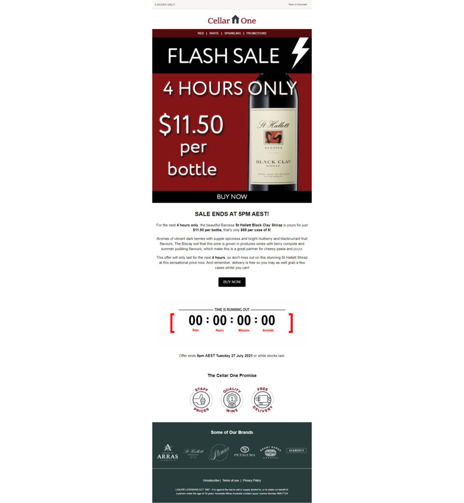 Cellar One dotdigital client email flash sale