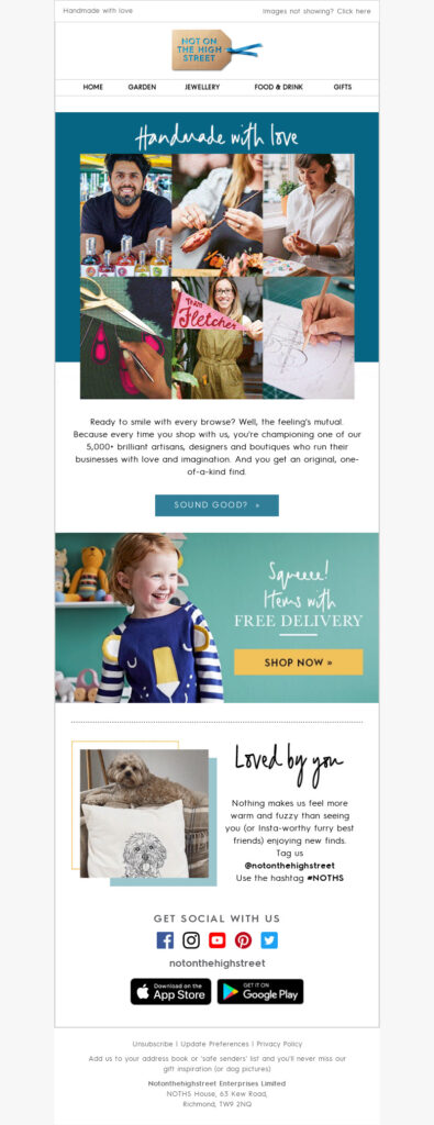 Not on the High street email supporting small businesses