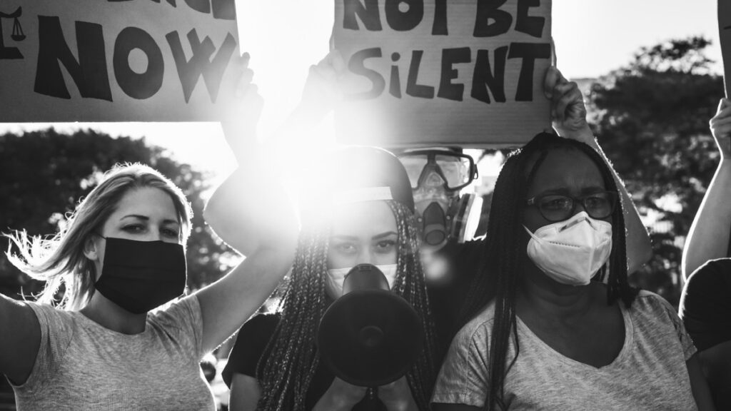 Protesters demanding justice for Windrush generation.