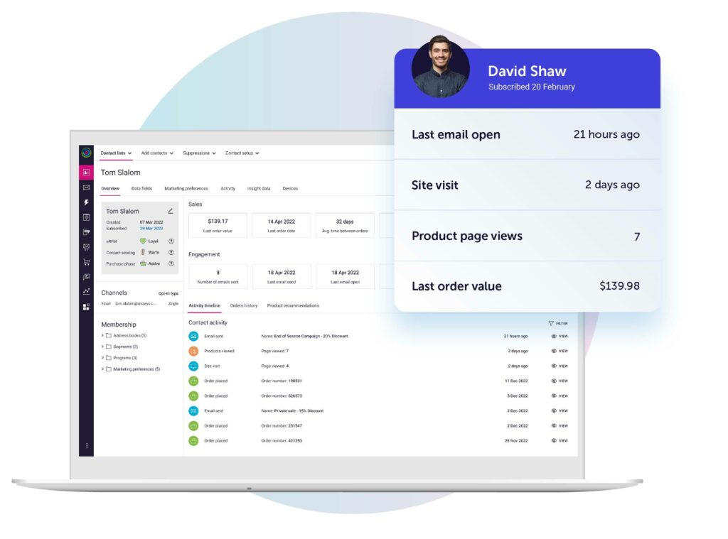 Single customer view activity timeline