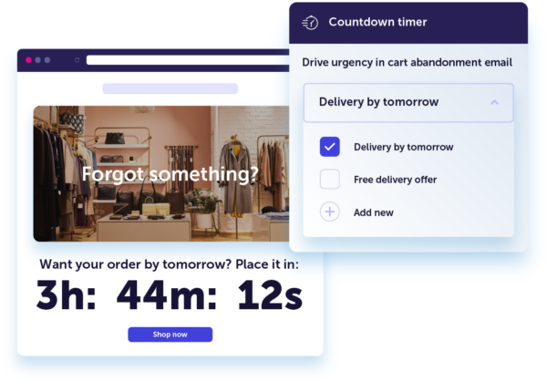 A user interface snippet featuring an example of the platform's countdown timer tool