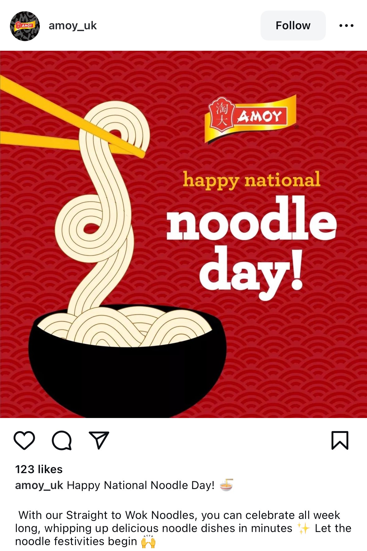 Amoy UK National Noodle Day social media campaign