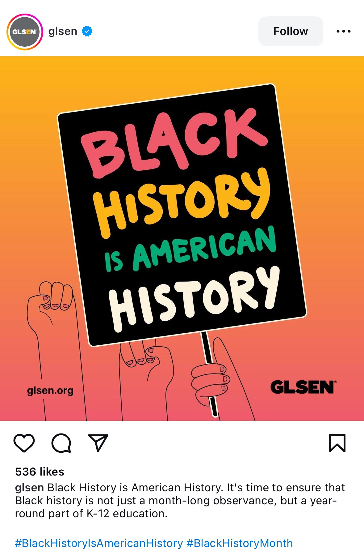 Glsen Black History Month social media campaign