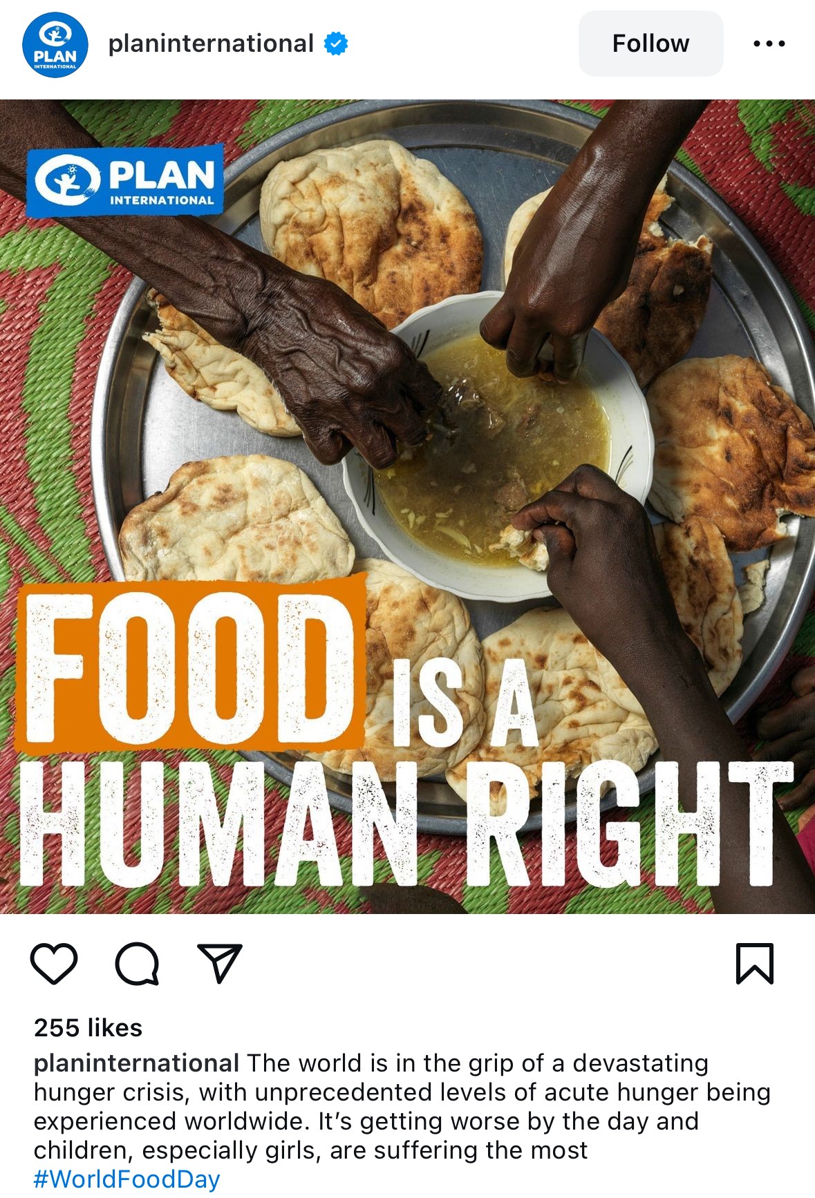 Plan International World Food Day social media campaign