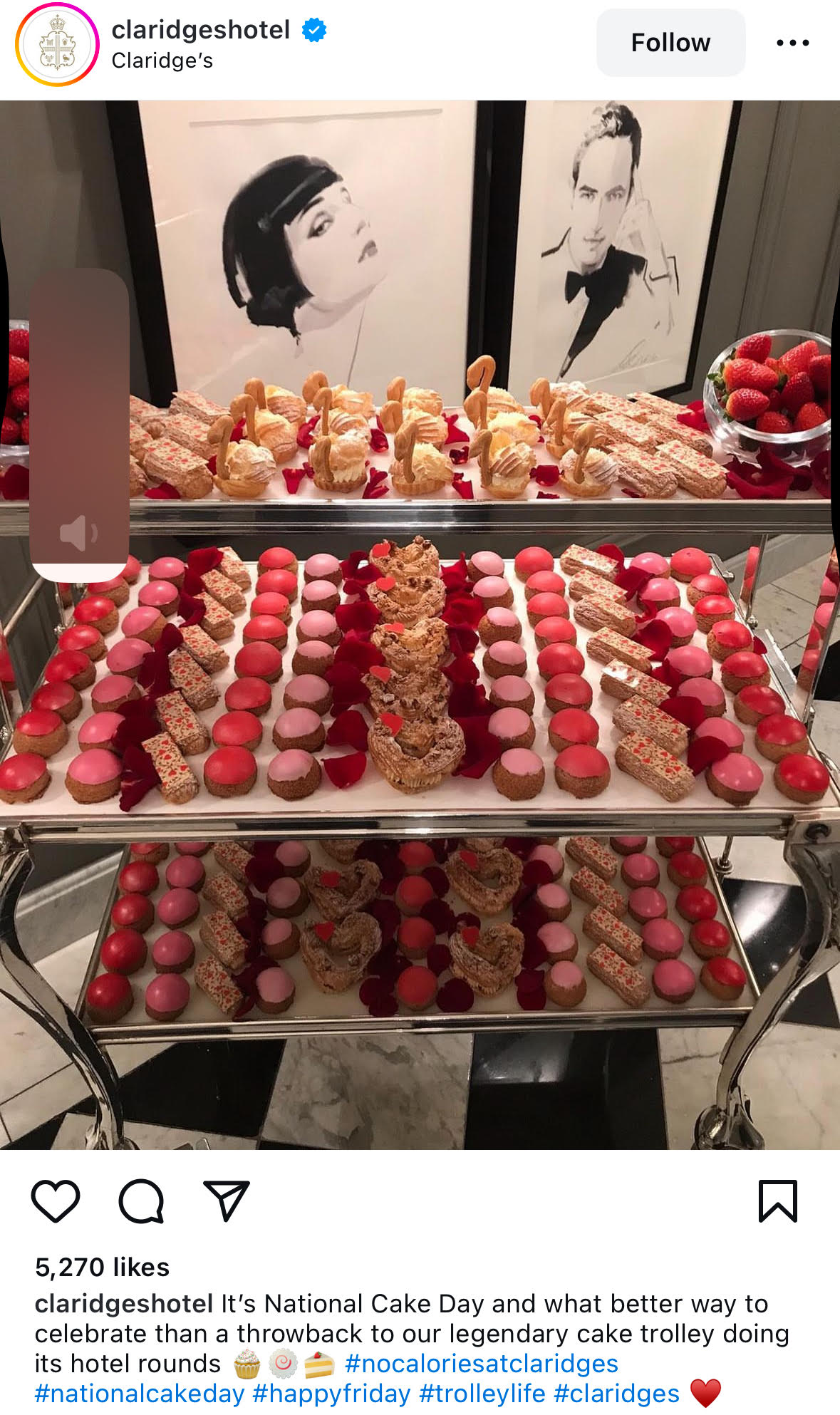 Claridge's Hotel National Cake Day social media campaign