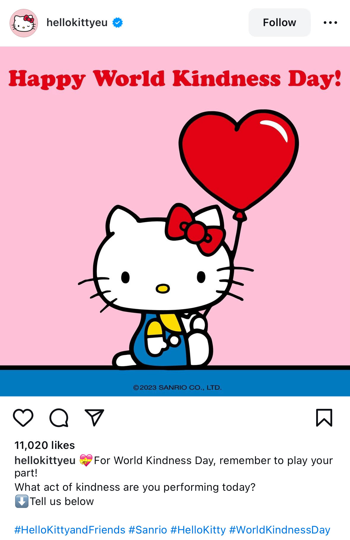 Hello Kitty EU Kindness Day social media campaign