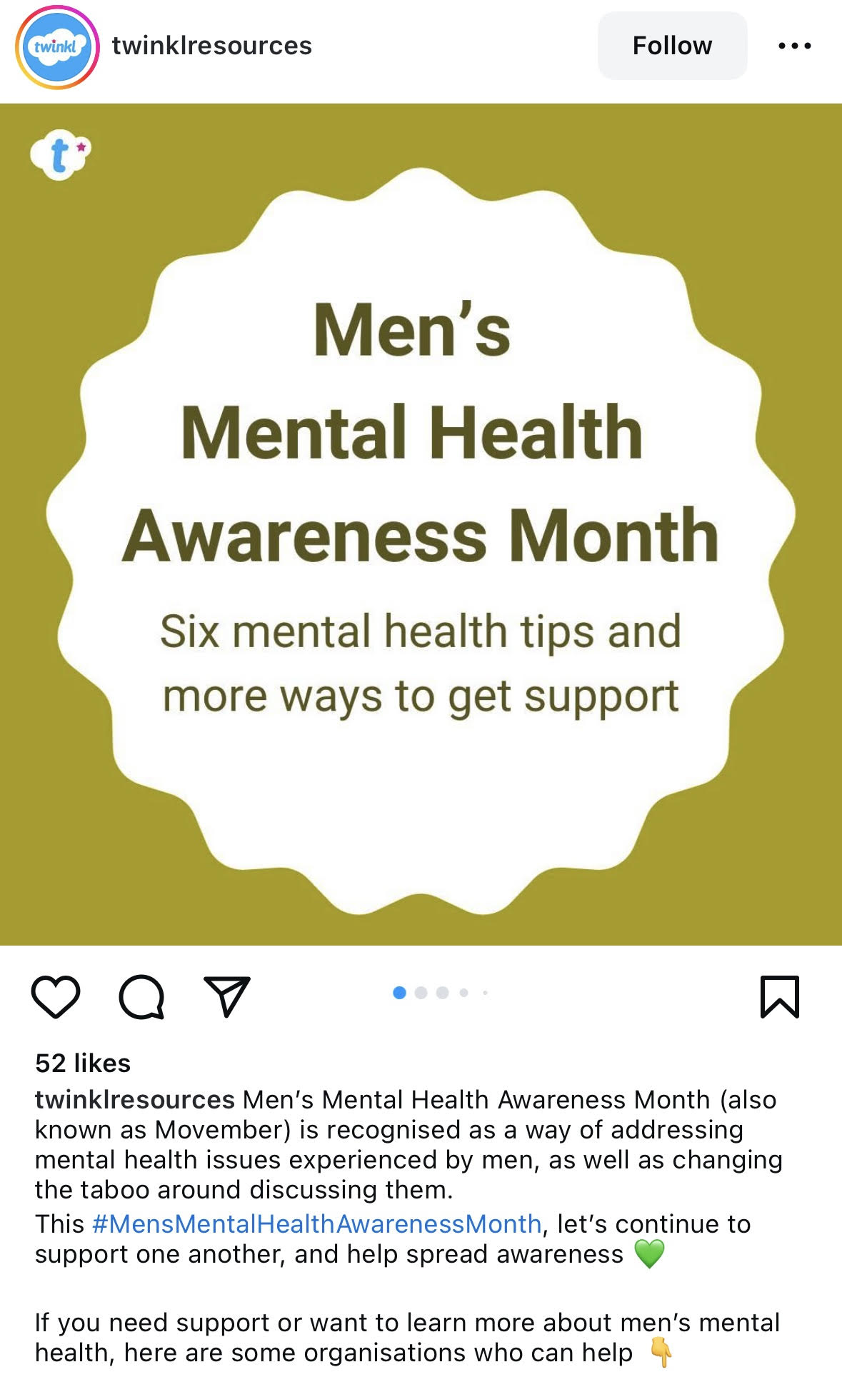 Twinkl Resources Men’s Health Awareness Month social media campaign