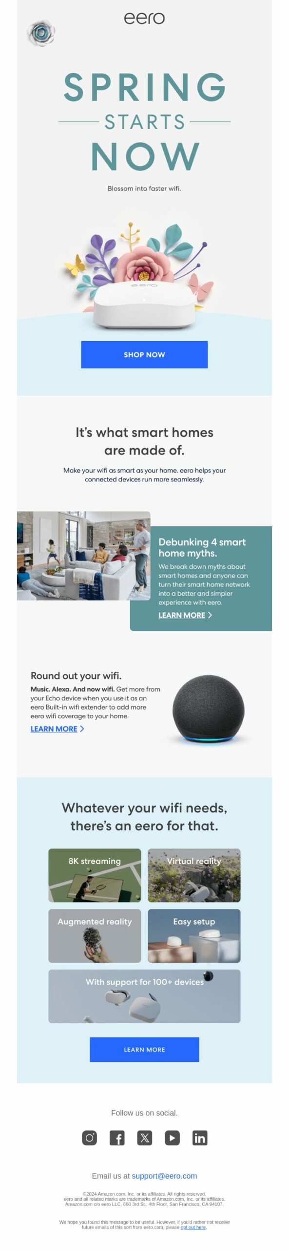 Eero First Day of Spring email marketing campaign. 