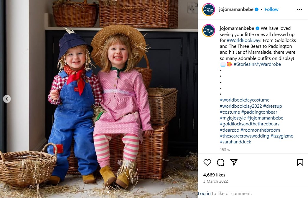 Jojo Maman Bebe World Book Day social media campaign.