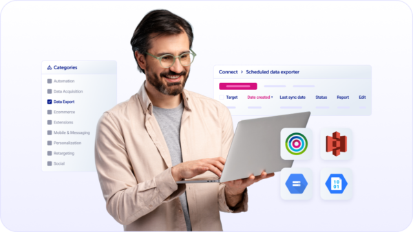 Man happy working because the Dotdigital firehose makes data export simple