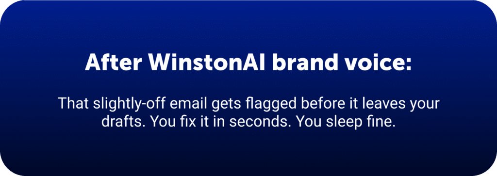 Callbox showing slightly off email flagged and fixed before sending after using WinstonAI
