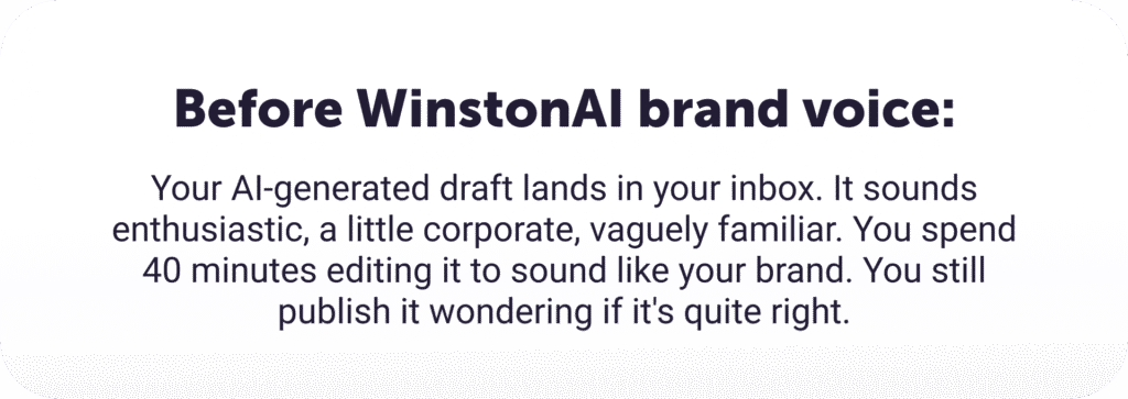 Callbox showing AI draft that sounds generic and takes 40 minutes to edit before using WinstonAI