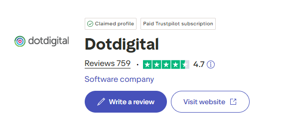 Trustpilot review benchmarks for Dotdigital with 4.7 stars