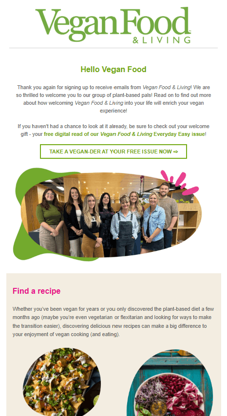Example of Vegan Food advanced personalization