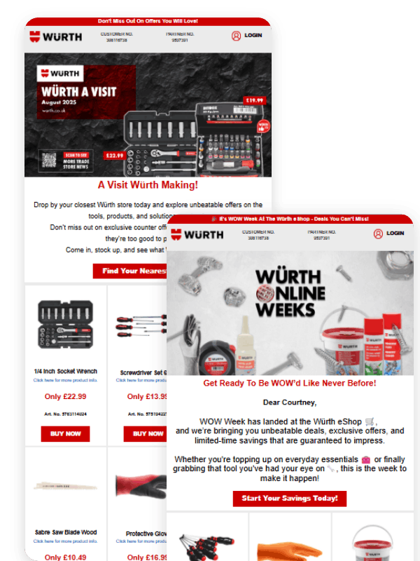Example of Wurth UK advanced personalization