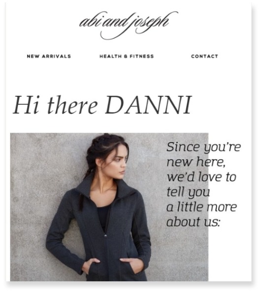 abi and joseph - welcome email example | dotdigital