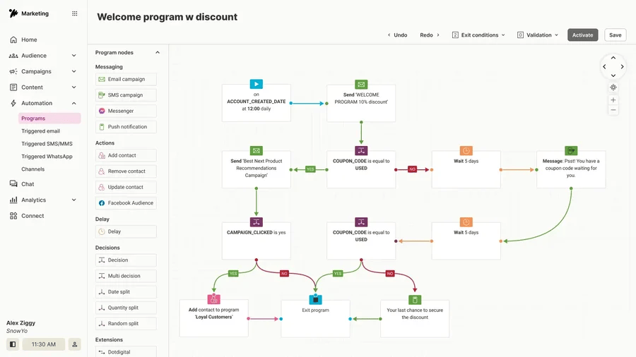 Screenshot of Dotdigital's welcome program with discount 