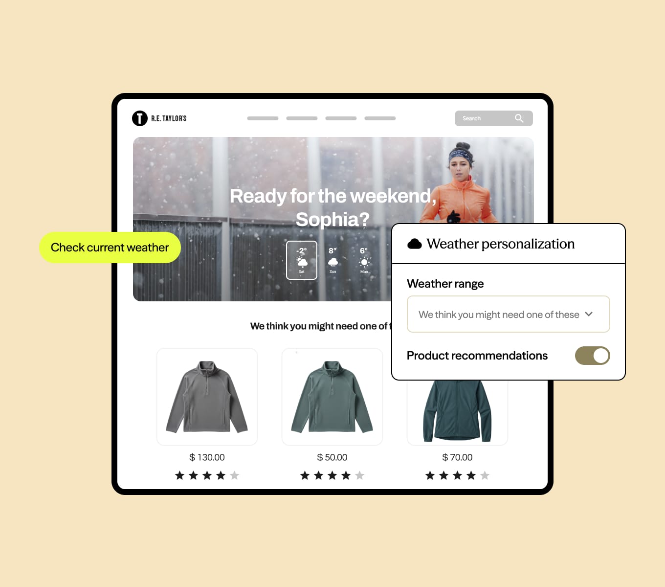 Dynamic personalization weather banner on homepage