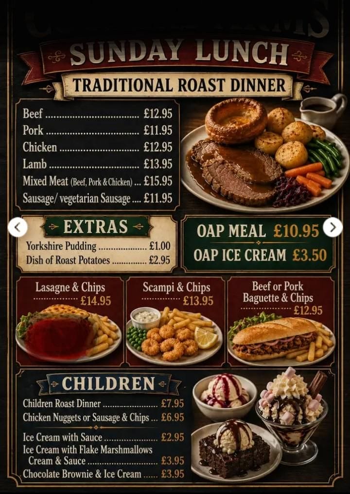 AI image generation of a food menu