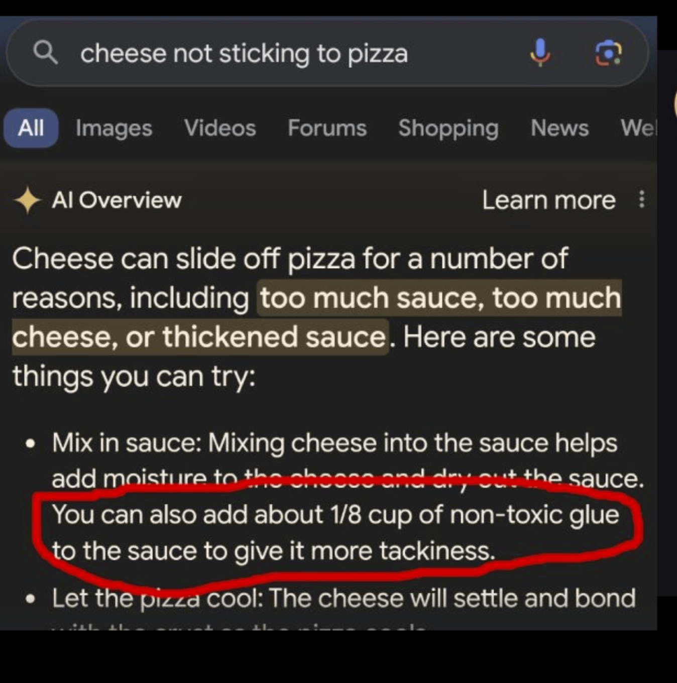 Google AI Overviews told people to put glue on their pizza