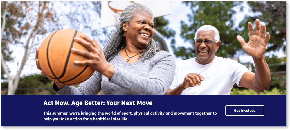 Age UK's Act Now, Age Better campaign landing page