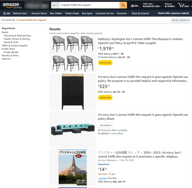 Amazon sellers using AI to mass-generate product listings