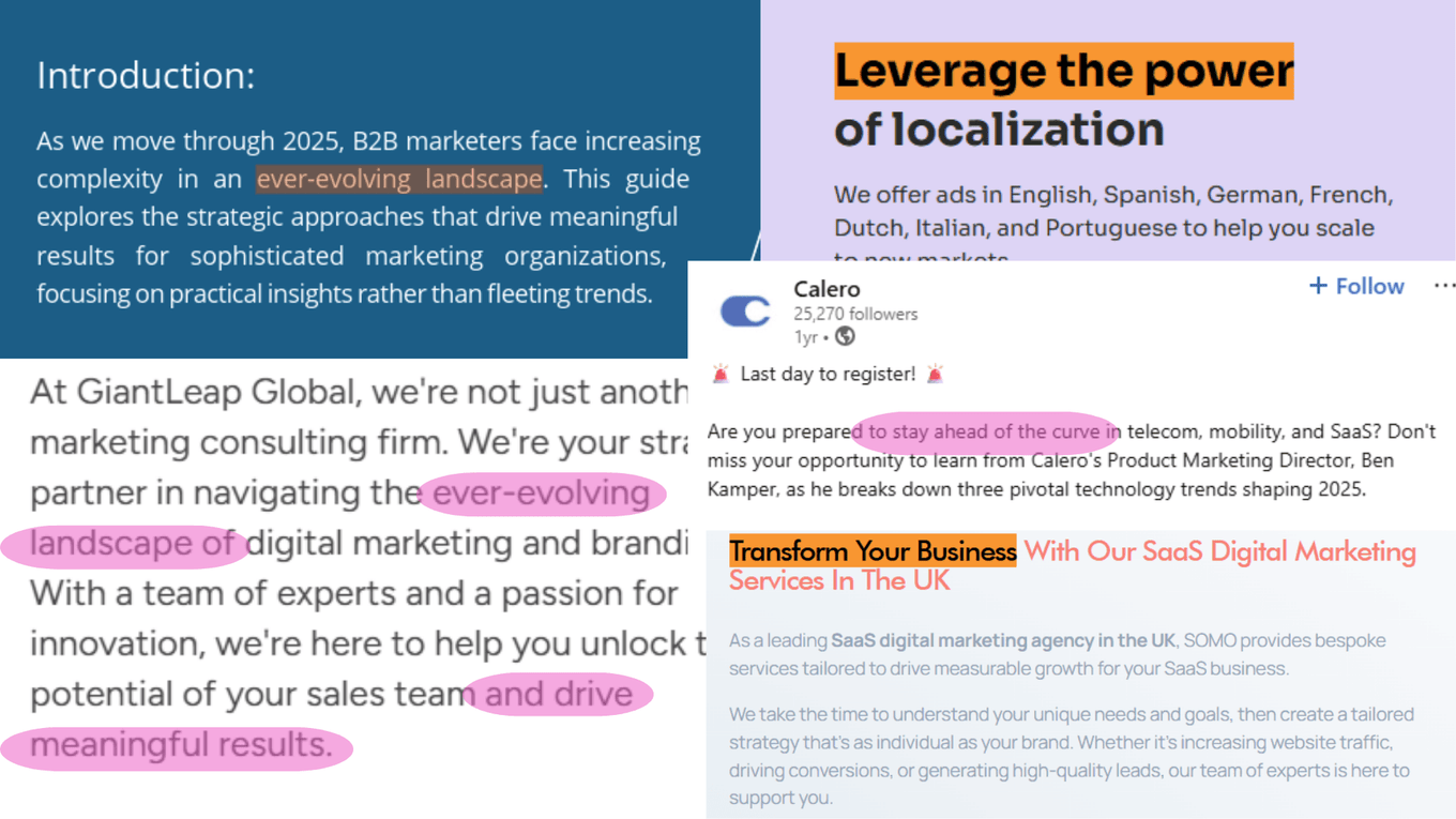 Examples of brands using AI cliche words