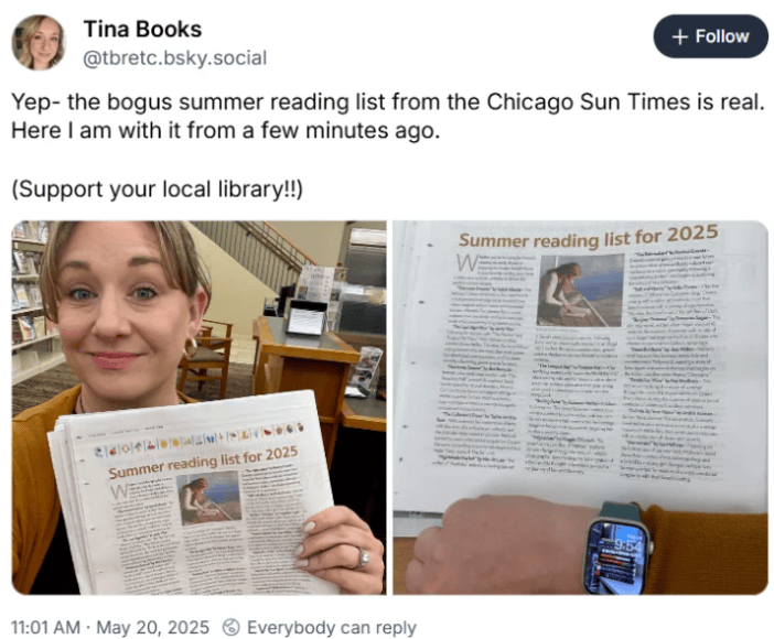 Tina Books show's how a newspaper recommended books that didn't exist