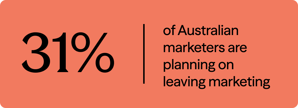 31% of Australian marketers are planning on leaving marketing 