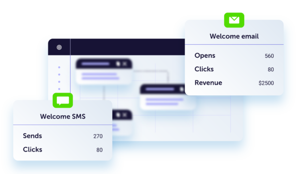 platform dashboard featuring customer email statistics.